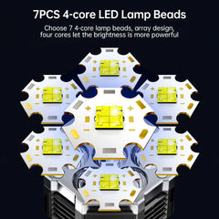 Torcia LED ad alta potenza Potente torcia ricaricabile USB Lampada da esterno portatile portatile Batteria incorporata COB 7 Torce LED
