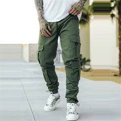 Men's Casual Polyester Fiber Solid Color Work Pants