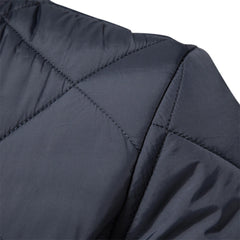 Men's Stand Collar Cotton Jacket Solid Color Casual Coat Zipper Cotton Outerwear for Men