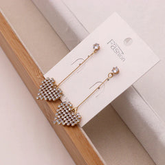 Long heart-shaped Diamond Tassels Earrings fashion Lovely Earbob female Earrings