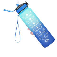 Leakproof, Motivational, Sports Water Bottle, Straw, Time Marker, Flip Top, Durable, BPA Free, Tritan, Non-Toxic, Frosted, Office, School, Gym, Workout