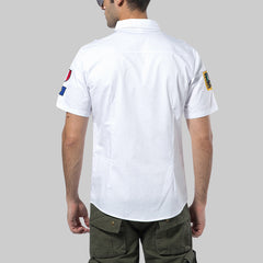 New Arrive Men Casual Solid Color Thin Short Sleeve Work Shirt Military Shirt Blouses