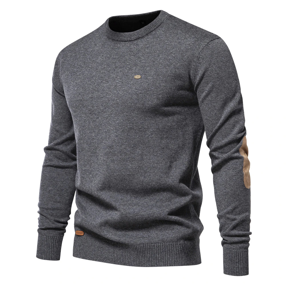 Men's Casual Cotton Pullover Round Neck Knit Sweater