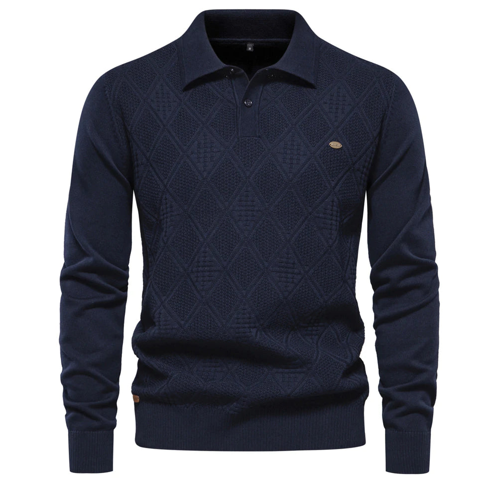 Top Long-Sleeved Men's Sweater with Lapel - Superior Quality Men's Knitted Sweater