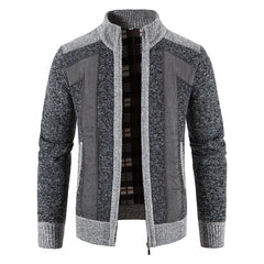 Men's Knitted Zipper Cardigan with Stand-up Collar
