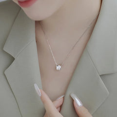Sterling Silber Halskette weibliche weiße quadratische Blume