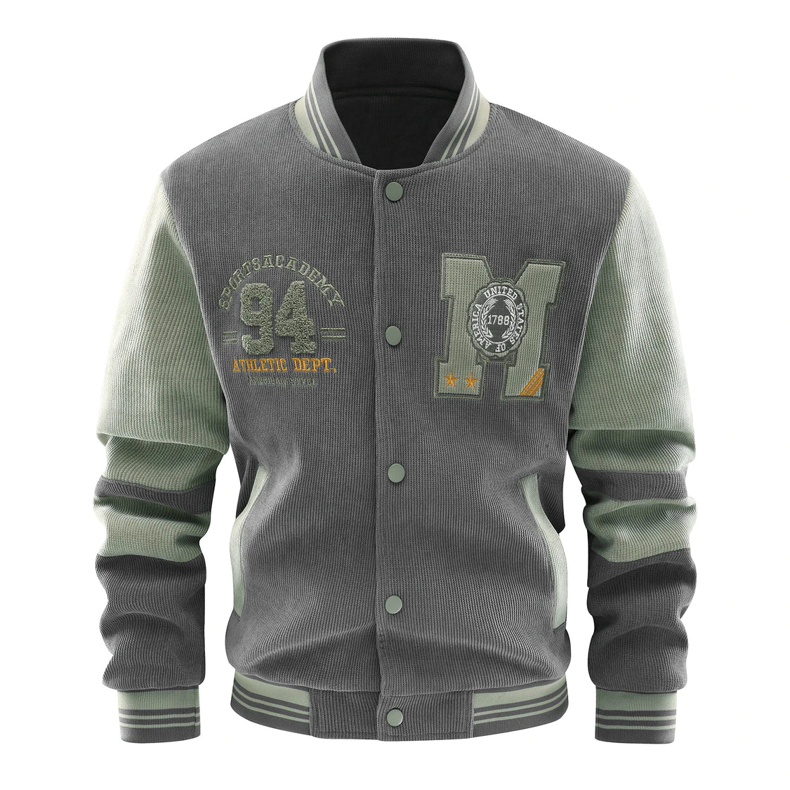 Men's High Quality Cotton Knitted Corduroy Baseball Jacket