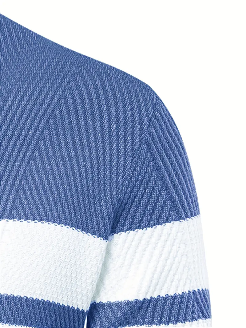 Men's Pullover Color Block Round Neck Casual Striped Sweater