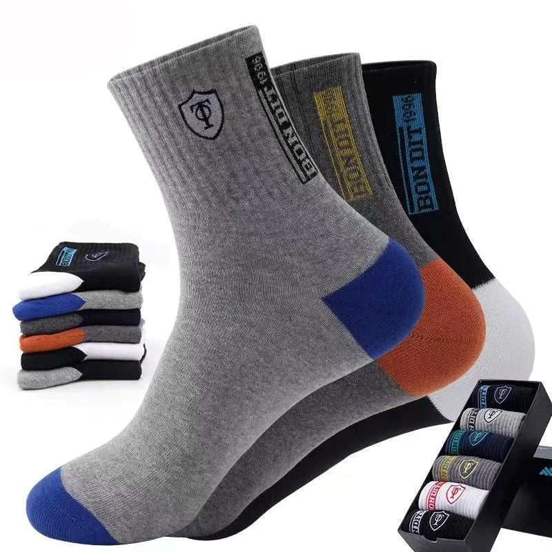 5Pairs Breathable Geometric Printed Mid-Calf Sports Socks