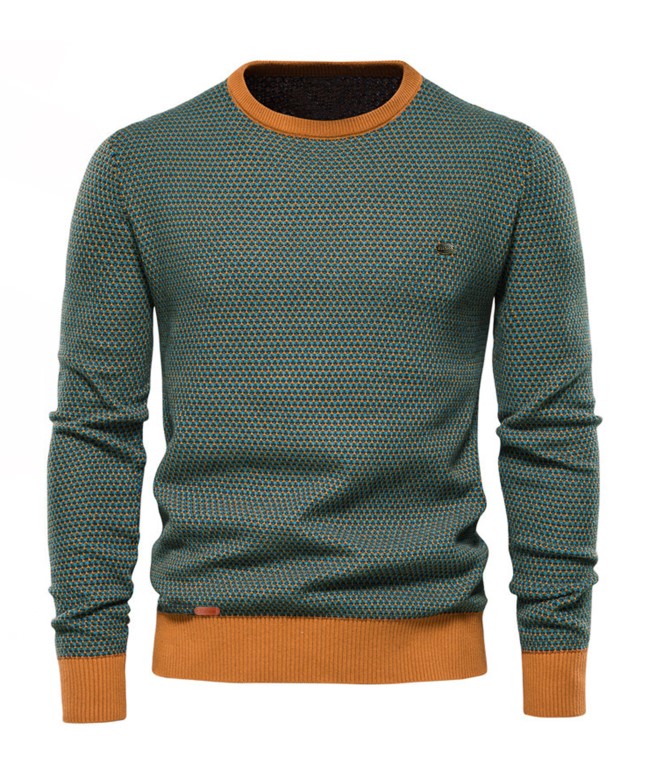Men's Casual Contrast Color Trendy Pullover Knitwear