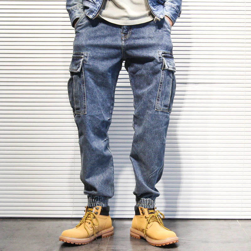 Men's Retro Loose Warm Leggings Work Jeans