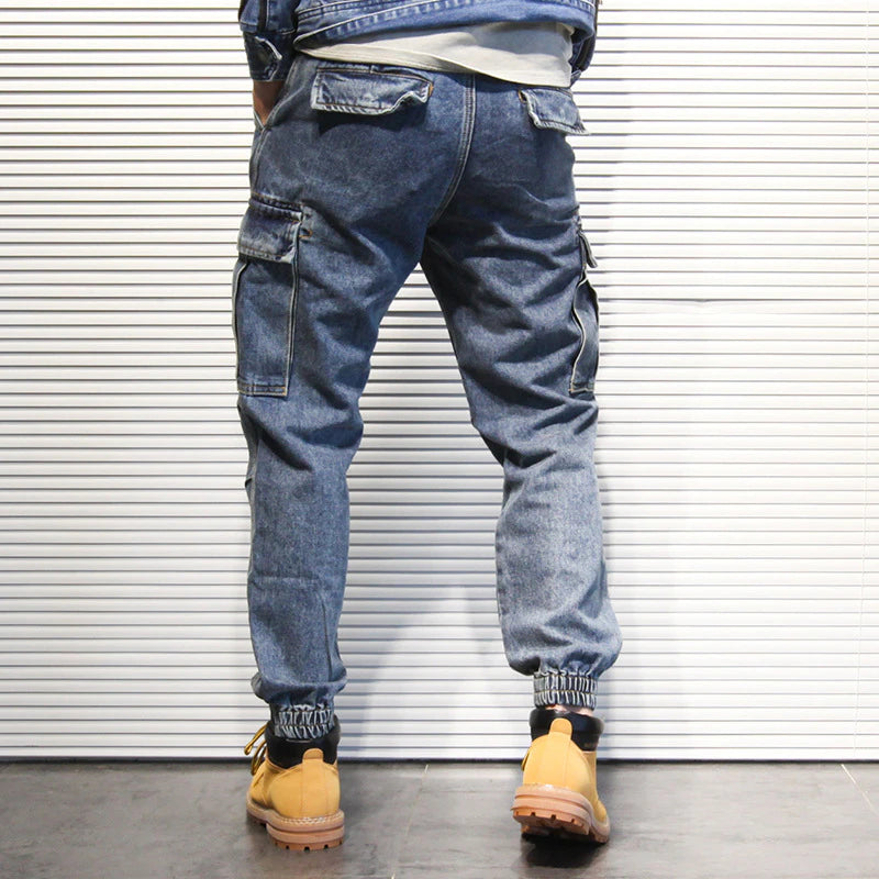 Men's Retro Loose Warm Leggings Work Jeans