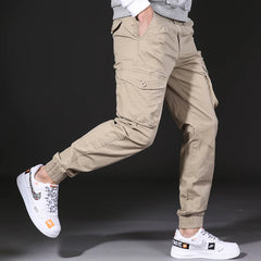 Men's Camouflage Cargo Pants Tie-Leg Military Stretch Pants