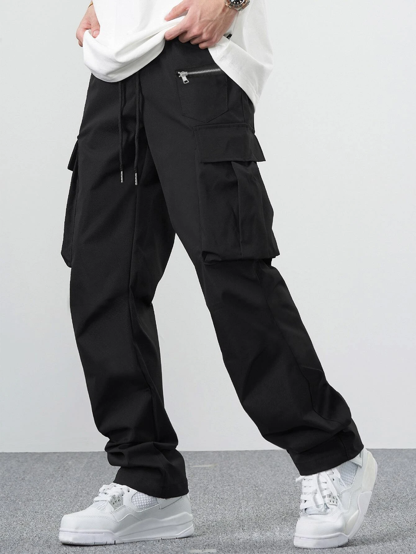 Pantaloni da lavoro dritti casual stile giapponese multitasche larghi da uomo 