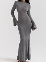 Women's Sexy Flare Long Sleeve Sexy See-through Backless Dress